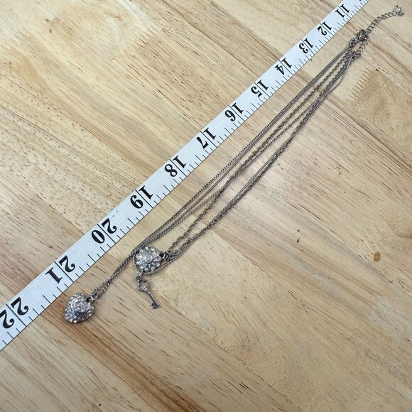 Juicy Couture Silver-Tone Layered Charm Necklace With Heart Key & Flower Pendant - Picture 9 of 10